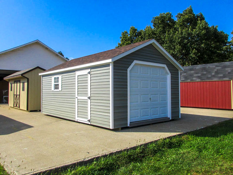 Custom A-frame garage with coordinated siding and trim