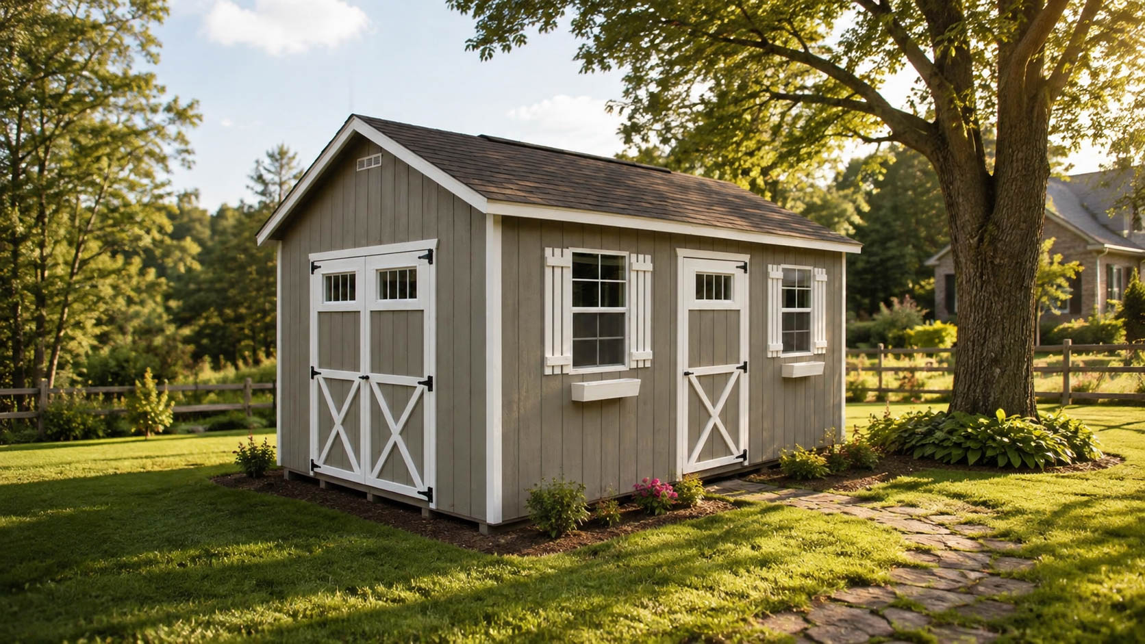 Handcrafted A-frame storage shed